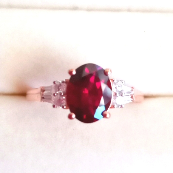Jewelry - ORISSA RHODOLITE GARNET, NATURAL WHITE ZIRCON RING